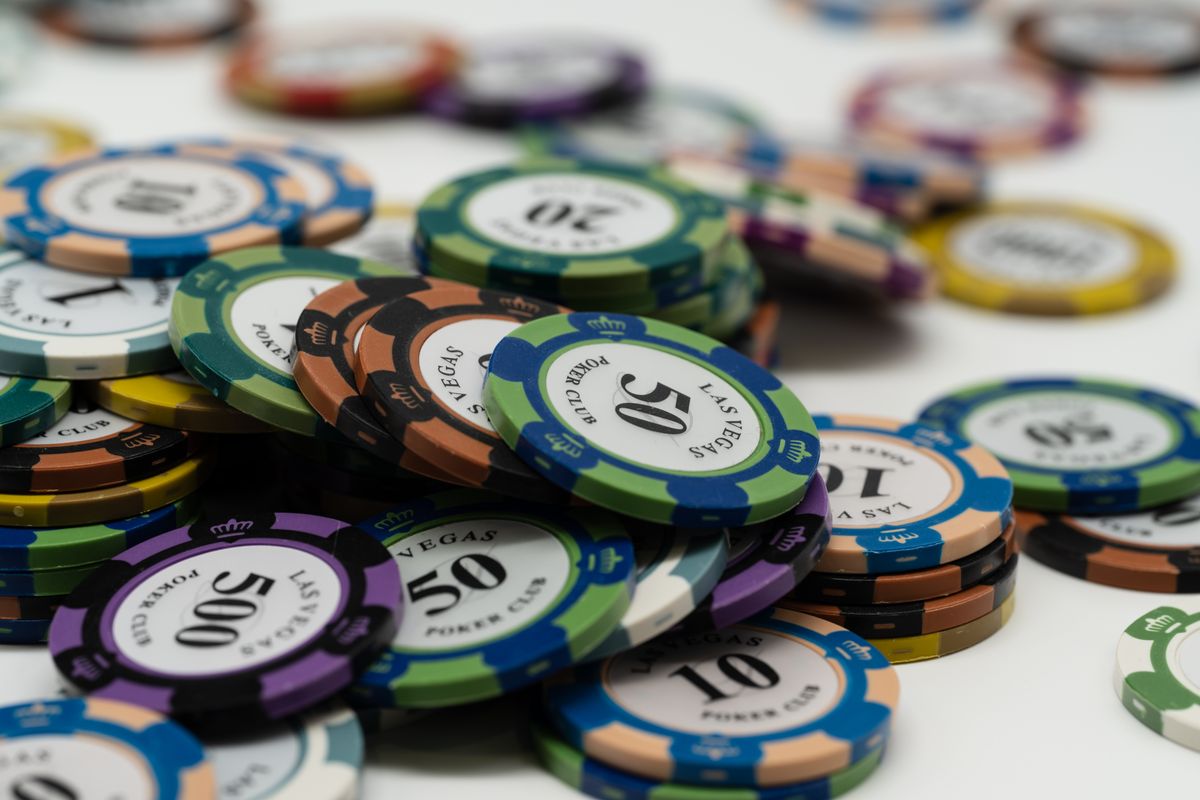 Stack of casino chips on a gaming table